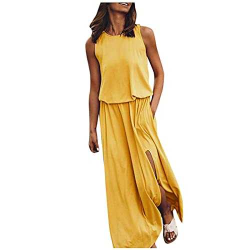 Boho Maxi Dresses for Women UK Elegant Sleeveless Shirt Dresses with Pockets Vintage Solid Party Dresses Beach Cover Up Long Dress Elegant Party Dresses Clearance