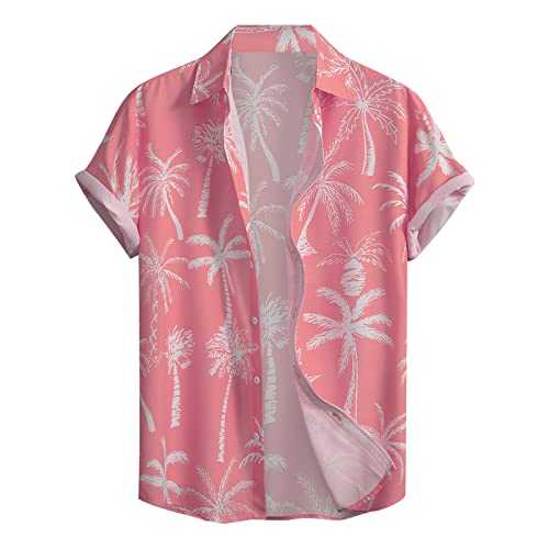NQyIOS Casual Men's Loose Lapel Digital Printed Short Sleeve Buttonup Shirt Beach Summer Top Big & Tall Shirts for Men