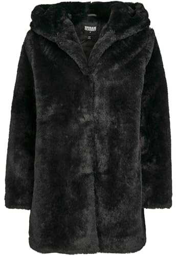 Urban Classics Women's Teddyjacke Plüsch Mantel Aus Fleece-Ladies Hooded Teddy Coat Faux Fur