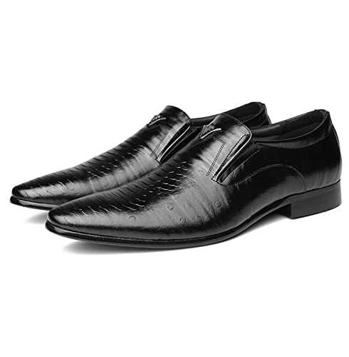 HJUGHPN Formal Shoes For Men Elegant Snakeskin Oxford Shoes For Mens Large Sizes Formal Dress Wedding Loafers Male Slip On Masculino Footwear(Schwarz,12)