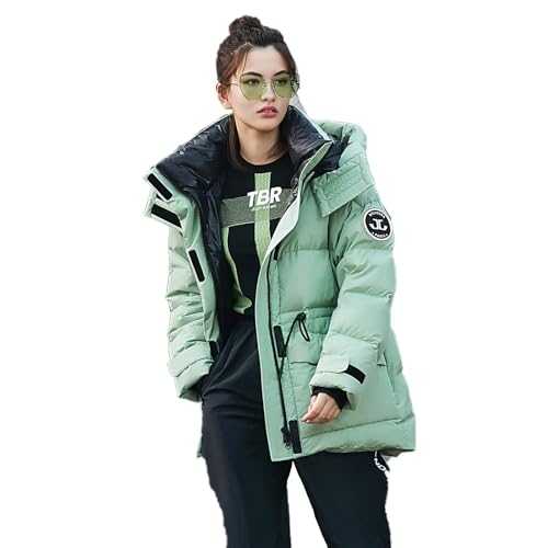 BOSIDENG Women's Winter Down Jacket Removable Cap Waisted Down Jacket Workwear Thickened Jacket