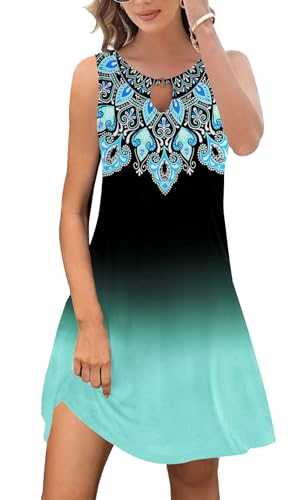 ETCYY Women's Short Sleeve Summer Floral Casual Swing T-Shirt Dress with Pockets