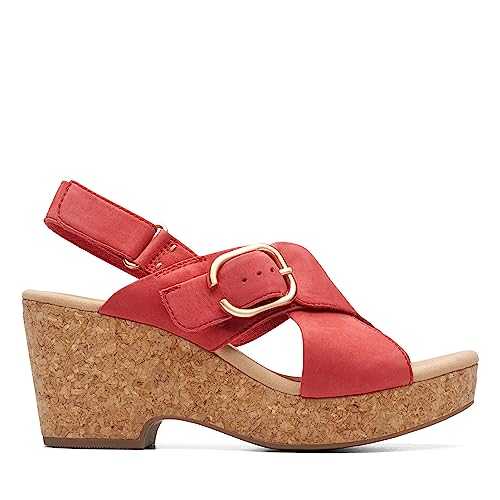 Women's Giselle Dove Wedge Sandal, Cherry Nubuck, 6