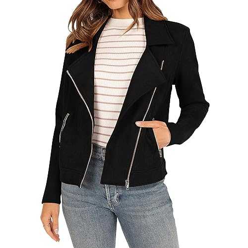 Leather Coat Women Leather Biker Jacket Women Zip Up Motorcycle Jacket Cardigan Coat for Women Uk Long Sleeve Coat for Women Slim Fit Outwear Faux Leather Jacket Women