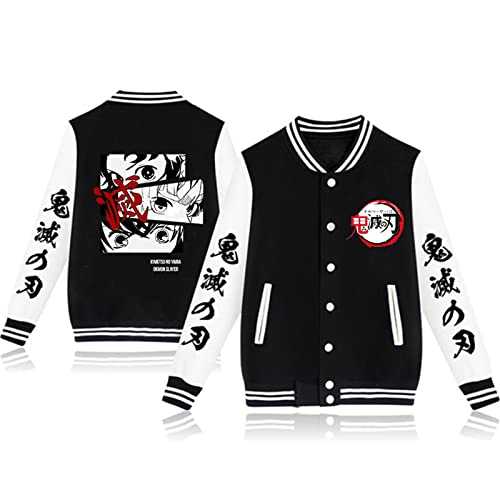 zhedu Anime Baseball Uniform Kawaii Winter Streetwear Harajuku Hoodie Kamado Tanjirou Bomber Jacket