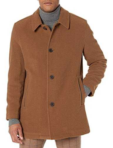 Cole Haan Men's Button Up Wool Plush Car Coat