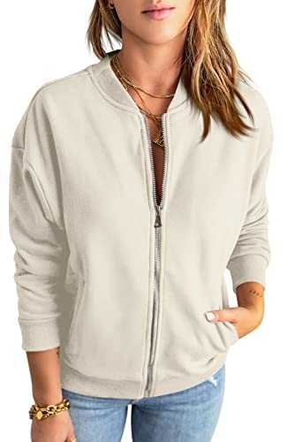 GeGekoko Womens Zip Up Sweatshirts Jackets Long Sleeve Casual Loose Outwear with Pockets