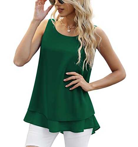 Women's Vests Summer Ladies Tops Blouses Shirts Loose Sleeveless Tank Top Chiffon Vest Tops for Women