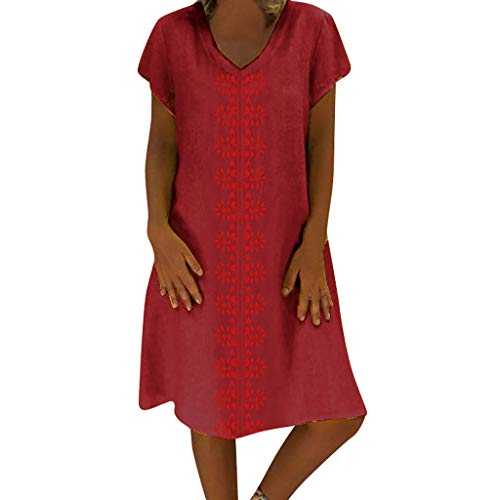 AMDOLE Women's Summer Dresses Cotton and Casual Plus Size Ladies Dress Dresses for Women UK