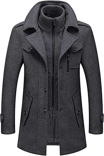 Men's Warm Wool Coat, Casual Winter Business Slim Fit Jacket, Plus Cotton Lining, Thick Windproof Outdoor Coat