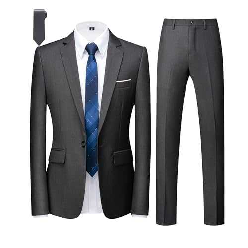 MOGU Mens 2 Piece Suit Slim Fit Notch Lapel Tuxedo for Daily Business and Prom (Blazer + Pants) - Blue