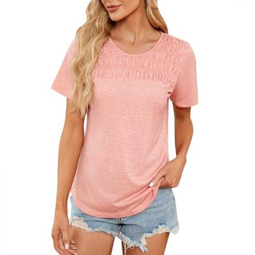 HOOUDO Womens Summer Tops Casual Baggy T Shirts Blouses O Neck Floral Printed Tee Shirts Ladies Comfy Blouse Tunic Tops Swing Vacation Henley Tops Tee Pullover