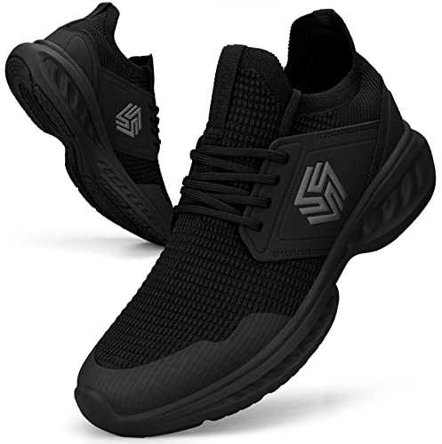 Giniros Mens Trainers Running Walking Shoes Lightweight Sport Athletic Gym Fitness Fashion Training Sneakers Casual Comfortable Breathable Flat Mesh Tennis Shoes Outdoor Jogging