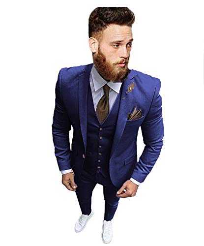 YZHEN Men's Suit Notch Lapel Jacket and Vest Pants