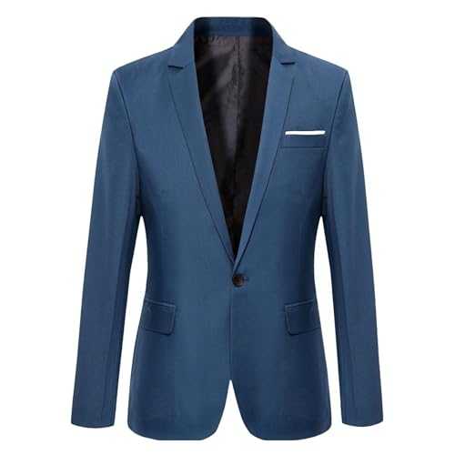 Men's Business Prom Button Blazer Jacket Slim Fit Lightweight Suits Coats Casual Formal Suit Sport Coat