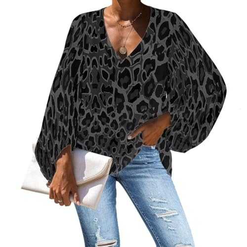Belidome Women Chiffon Blouse Long Sleeve V Neck Casual Shirt Size Small - 4XLarge