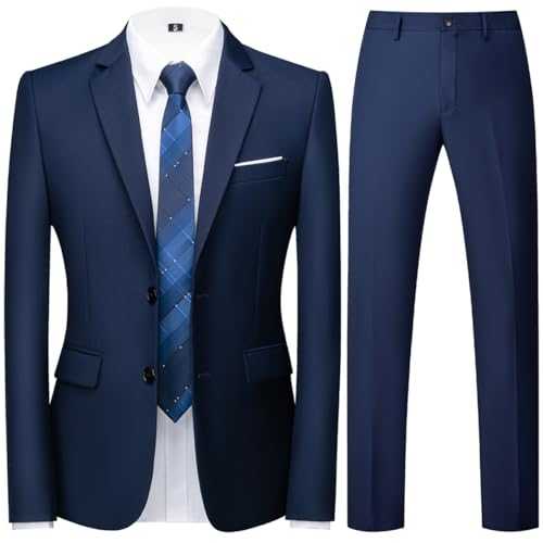 Allthemen Mens Suits 2 Piece Regular Fit Wedding Dress Suit Two Buttons Business Suit Blazer Trousers