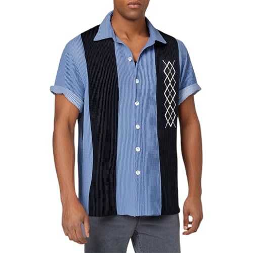 Men's Retro Bowling Shirts 50s Rockabilly Style Button Down Tropical Hawaiian Shirt Vintage Camp Tshirts Hawaii Outfits Business Work Office Wedding Tops Graphic Tshirt Vacation Blouses