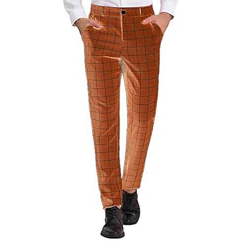 Suit Trousers Men's Slim Fit Checked Business Trousers Elegant Regular Fit Casual Trousers Long Fashion Chino Trousers Straight Comfortable Work Trousers Casual Basic Everyday Trousers Outdoor