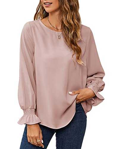 Naggoo Womens Long Sleeve Blouses Puff Sleeve Loose Casual Blouses and Tops