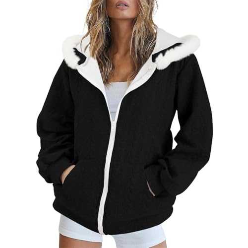 Womens Jackets Women's Autumn and Winter with Collar Zipper Cardigan Hooded Short Padded Jacket Trench Coat Women Teddy Bear Coats for Women