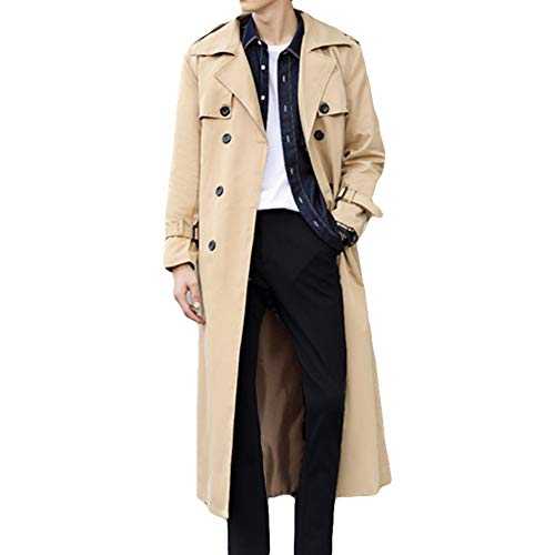 Pantete Man’s Double Breasted Trench Coat Oversized Casual Windbreaker Lapel Long Jacket Plush Overcoat.