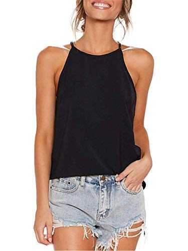 iChunhua Women Halter Neck Vest Tops Cotton Soft Summer Sleeveless Plain Tshirt Cami Tops S-XL