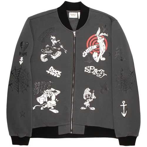 Warner Bros Looney Tunes Varsity Bomber Jackets for Men Looney Tunes Graphic Print Lightweight Varsity Jackets Fashion Coats