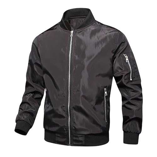 Men's Business Baseball Bomber Jacket Lightweight Fall Winter Military Windbreaker Full Zip Casual Padded Coats