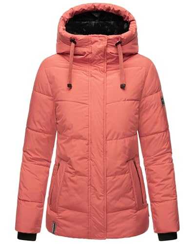 Navahoo Women's Winter Jacket Warm Quilted Jacket with Hood and Removable Faux Fur Collar Sag ja XIV S-3XL