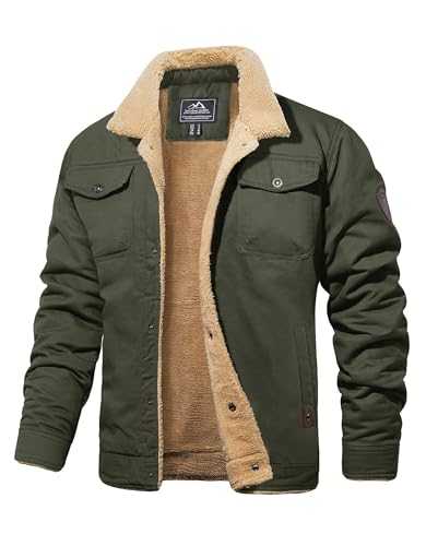 Men's Trucker Jackets Winter Casual Coat Warm Cotton Cargo Jackets with 5 Pockets