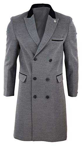 TruClothing.com Mens 3/4 Long Double Breasted Overcoat Jacket Wool Coat