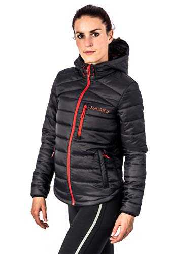 Sundried Womens Quilted Black Warm Winter Coat Hooded Puffer Jacket - Padded Warm, Lightweight Winter Jacket, Water Resistant Rain Coat, Microfibre Filler - Ideal in Cold Weather