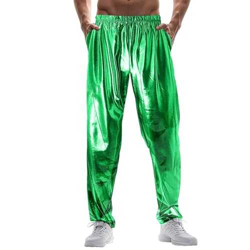 Glitter Tracksuit Bottoms Sequins Jogging Bottoms Metallic Trousers Shiny Trousers for Men 70s 80s Party Disco Trousers Rave Trousers Vintage Cosplay Carnival Costume Clubwear