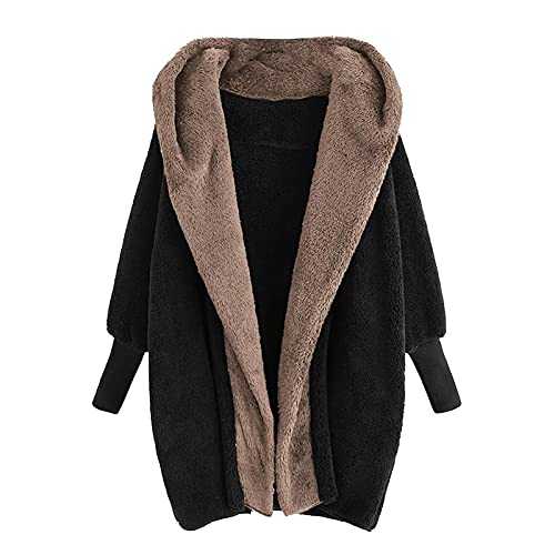 Winter Jacket Women's Long Sleeve Trench Coat Teddy Fleece Lined Jacket Autumn and Winter Plush Transition Jacket Plain Coat Elegant Fleece Jacket Faux Fur