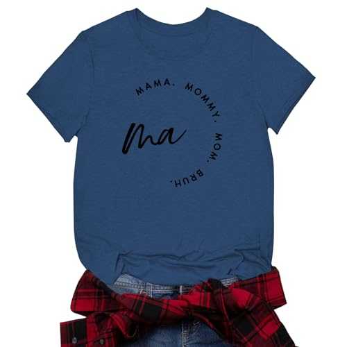 Mom Shirts for Women Mama Letter Print T-Shirt Mama Shirt Life Tops