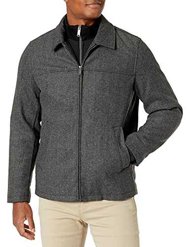 Dockers Men's Wool Blend Open Bottom Jacket with Quilted Bib Coat