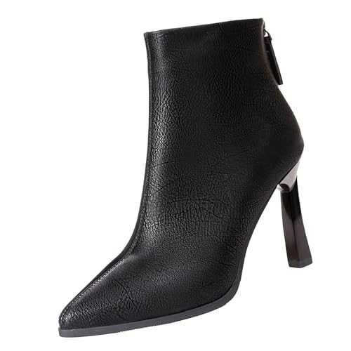 Women's High Heels Ankle Boots Stiletto Pointed Heel Shoes Half Boots with Kitten Heel Closed Pumps with Small Heel Elegant Office Work Shoes Comfortable Casual Shoes Women's Shoes, black, 6 UK