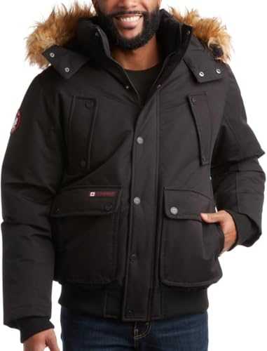 CANADA WEATHER GEAR Men’s Big & Tall Winter Jacket– Heavyweight Bomber Parka Coat– Jacket for Big and Tall Men (M-5XL), Raven Black, 3XL