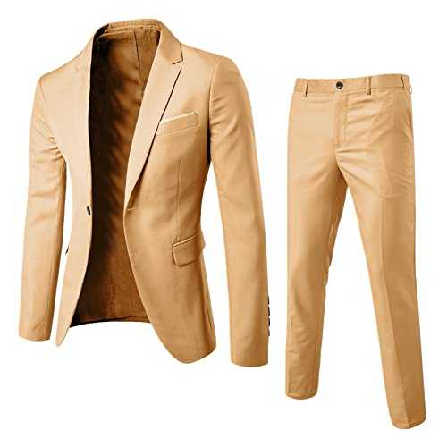 Men’s Suit Slim 2 Suit Business Wedding Party Jacket Vest & Pants Coat