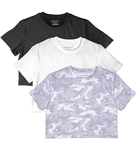 MAX ALLIE Women's Ultra Soft T Shirt 3Pcs Crew Neck Tees Casual Loose Fit Basic Lightweight