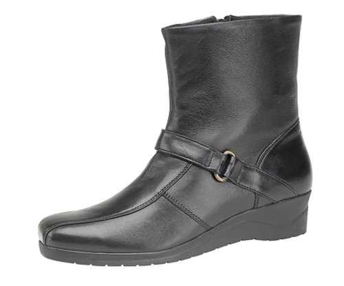 Mod Comfys Ladies Inside Zip Ankle Boots Softie Real Leather Wedge Heel