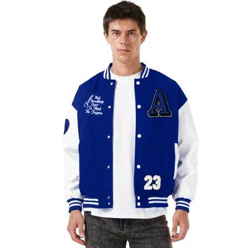 feitycom Men's Fashion Varsity Jacket Causal Slim Fit Letterman Baseball Bomber Jackets Windbreaker Lightweight Coat