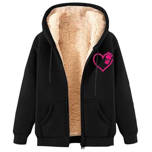 AnnSemo Fleece Jacket Women UK Sale Ladies Teddy Fleece Jacket Hooded Trench Coat Winter Coat Sherpa Lined Jacket Full Zip Teddy Bear Coats Fleece Sweatshirts Ladies Fleece Tops Sweater Outwear