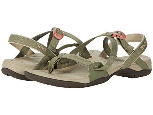 Women's Ascona Cross Strap Flat Sandal, Burnt Olive, 7 UK