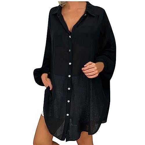 AMhomely Summer Cotton Linen Blouse Womens Work Shirts and Blouses Plus Size Long Sleeve Oversized Tunic Tops Long Draped Hem Casual Dress Blouse Elegant Party Tees Shirts Office Work Tops