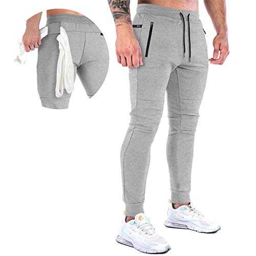 MakingDa Mens Jogger Gym Sweatpants Slim Fit Tracksuit Bottoms Fitness Running Workout Jogging Trousers with Zip Pockets