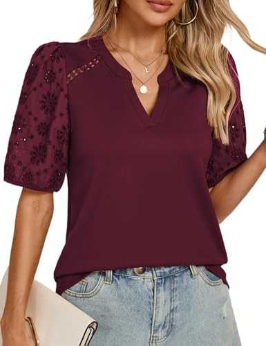 Kate Kasin Women Casual Blouse 2025 Summer Henley V-Neck Short Sleeve T-Shirt