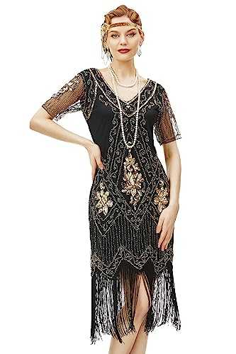 BABEYOND 1920s Women's Flapper Dress with Short Sleeves Gatsby Theme Party Women's Costume Dress