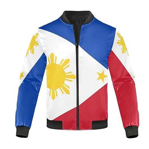 ILmira Philippines Flag Mens Windproof Bomber Jacket Lightweight Windbreaker